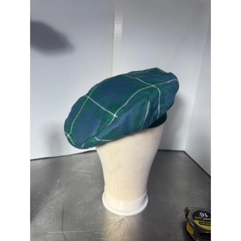 Ingles Buchan Tam Hat Unisex One Size Green Blue Good Tartan Wool Scotland
